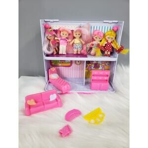 Lot Vintage Flatsy‎ Pocketbook Play Set Dollhouse With Furniture Just Toys 1980s